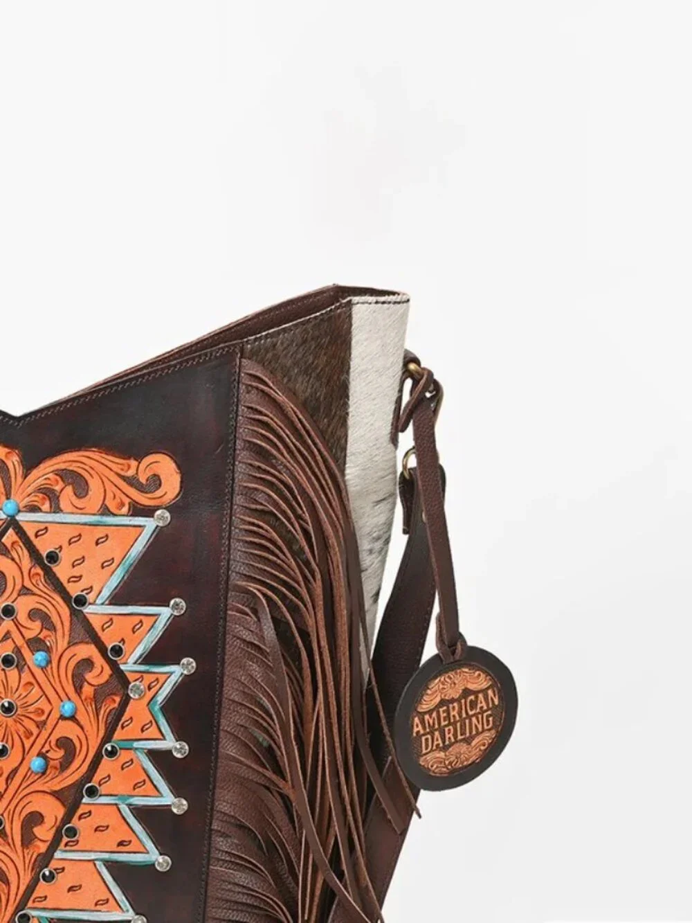 American Darling Desert Star Boho Fringe Statement Crossbody Bag